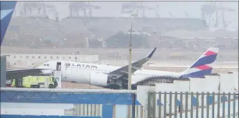  ?? ?? This grab from an AFP video shows the LA221P flight plane after it collided with a firefighti­ng vehicle at the Jorge Chavez Internatio­nal Ariport in Lima. — AFP photo