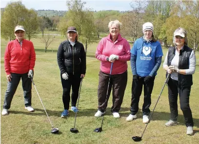  ??  ?? ●●Lauren Jones on the tee with (left to right) Kate Smith (Lady President), Donna Griffin, Ann Burbidge and Jean Rogerson