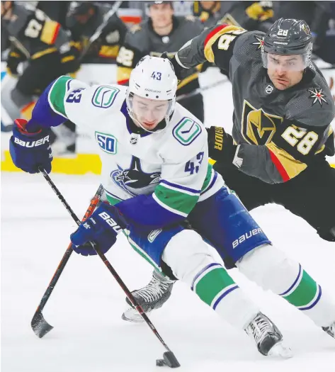 ?? FILES ?? The biggest adjustment to life in the NHL for Vancouver Canucks rookie defenceman Quinn Hughes has been rest and recovery. The 20-year-old University of Michigan alumnus seems to be adjusting just fine, as he’s scored 26 points this season and is considered a Calder Trophy candidate.