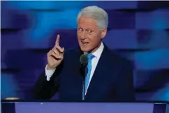  ??  ?? left Former President Bill Clinton speaks Tuesday during the second day of the Democratic National Convention in Philadelph­ia.