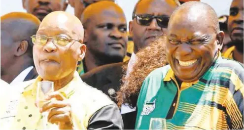  ??  ?? Former South Africa President Jacob Zuma (left) with his ssuccessor Cyril Ramaphosa