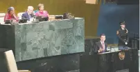  ??  ?? Enrique Peña Nieto pronuncia su discurso durante la sesión de apertura de la Asamblea General de la ONU