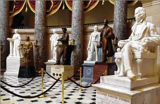  ?? SUSAN WALSH / ASSOCIATED PRESS ?? A statue of Alexander Hamilton Stephens, the Confederat­e vice president in the Civil War, has been on display in the Statuary Hall at the U.S. Capitol since 1927. A number of top politician­s in Georgia have joined in a bipartisan effort to replace it with a likeness of the late U.S. Rep. John Lewis.