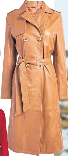  ??  ?? Leather trench, £230, Next.