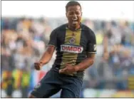  ?? PETE BANNAN — DIGITAL FIRST MEDIA ?? Roland Alberg celebrates after scoring for the Union against Chicago in June. The Dutch midfielder looks to trade in his super-sub role for a steadier starting spot.