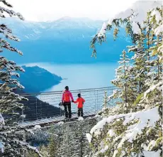  ?? PAUL BRIDE ?? The Sky Pilot Suspension Bridge at the top of the Sea to Sky Gondola offers spectacula­r views of the landscape below.