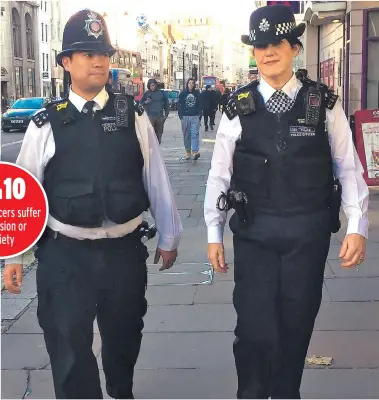  ??  ?? Two officers on the beat in London. But it is the ‘gruesome’ side of policing that often goes unseen