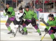  ?? PROVIDED PHOTO ?? Paul Rodriguez fights for the puck during the Adirondack Thunder’s 3-2loss to Reading. The team looks to regroup during the upcoming homestand.