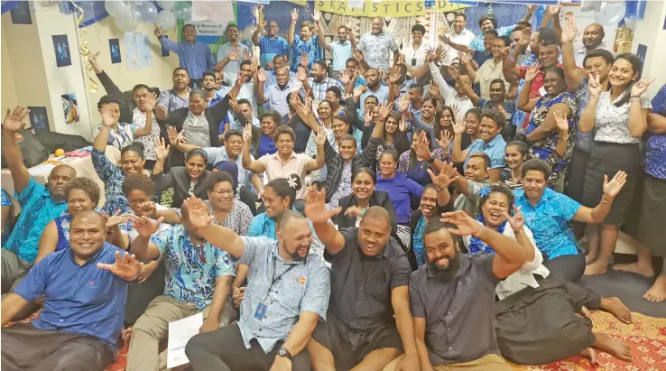  ?? Photo: Lusiana Tuimaisala ?? Staff and executives of Fiji Bureau of Statistics during the World Statisitcs Day celebratio­n held in Suva on October 20, 2020.