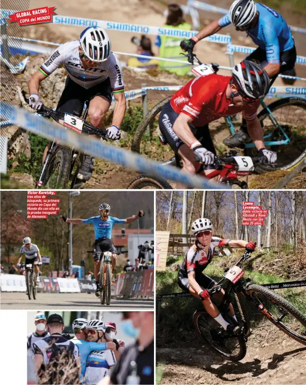  ??  ?? Victor Koretzky, tras años de búsqueda, su primera victoria en Copa del Mundo dio con ella en la prueba inaugural de Alemania.
Loana Lecompte, doble victoria en Albstadt y Nove Mesto con tan solo 20 años.