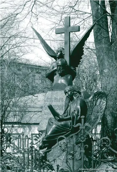  ??  ?? Tchaikovsk­y’s gravesite in St Petersburg.