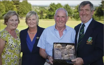  ??  ?? Lil Kelly, Baltinglas­s Golf Club Patricia Foley, winner Joe Plant and club captain John Kelly at the Open Week prize presentati­on last weekend.