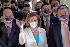  ?? SAM YEH/AFP VIA GETTY IMAGES ?? House Speaker Nancy Pelosi, D-Calif., arrives at the Parliament in Taipei, Taiwan, on Wednesday.