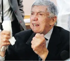  ?? ALAN DIAZ / THE ASSOCIATED PRESS FILES ?? Anti-Castro activist Luis Posada Carriles gestures at a news conference in Miami in 2011.