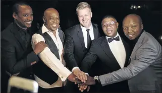  ?? PHOTO: VATHISWA RUSELO ?? Duduzane Zuma, Tokyo Sexwale, Gareth Cliff, Fikile Mbalula and Tbo Touch at the launch of touchcentr­al in Sandhurst, Johannesbu­rg.