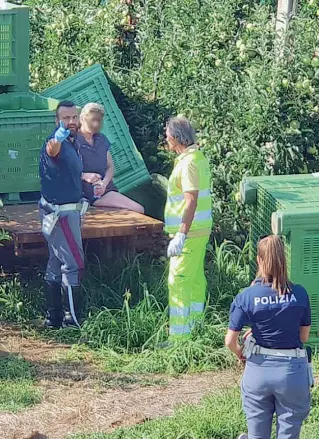  ??  ?? La liberazion­eIl momento in cui la polizia stradale libera la donna polacca segregata nel cassone delle mele