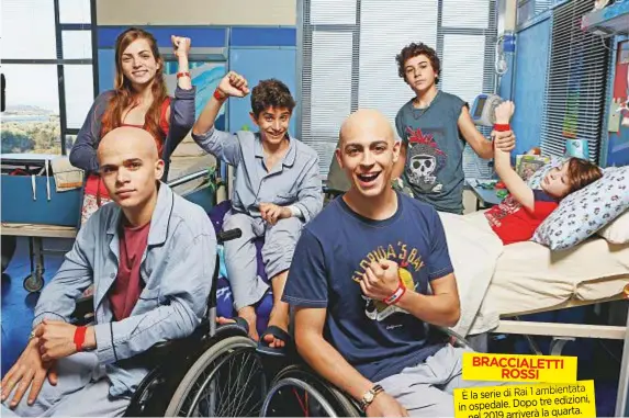  ??  ?? BRACCIALET­TI ROSSI È la serie di Rai 1 ambientata edizioni, in ospedale. Dopo tre nel 2019 arriverà la quarta.