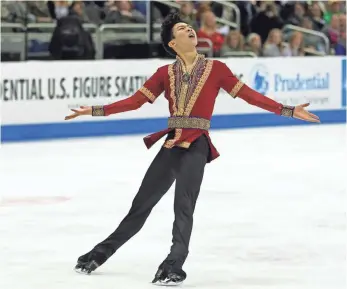  ?? PHOTOS BY JAY BIGGERSTAF­F, USA TODAY SPORTS ?? Nathan Chen, 17, landed five quadruple jumps in his long program en route to victory Sunday.