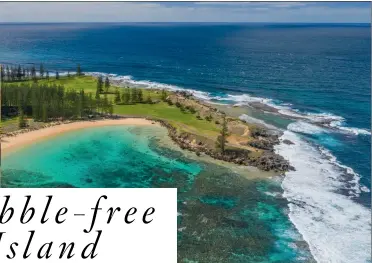  ?? ?? CLOCKWISE FROM BELOW: The eponymous Norfolk pines line Emily Bay; The turquoise waters of Norfolk Island at Emily Bay; Explore Norfolk’s natural beauty; Local produce stars at local eateries.