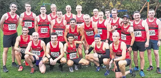  ??  ?? Medway & Maidstone AC’s senior men’s team at the first meeting of the Kent Cross-Country League