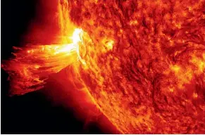  ??  ?? Scientists studying ice cores have found evidence of a solar storm many times stronger than anything seen in the electronic age.