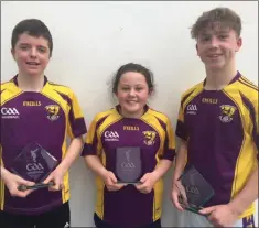  ??  ?? Irish Junior Nationals 40 x 20 champions Mark Doyle, Jodie Keeling and Josh Kavanagh.