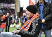  ??  ?? Fernando Ricksen was back at Ibrox earlier this month