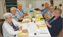  ?? Photo by Joseph B. Nadeau ?? ABOVE: Kennedy Manor residents help mark the manor’s 50th anniversar­y. From left are Olive Turcotte, Murielle Goyette, Leonard Cotnoir, Raymond Lachapelle, Raymond Brodeur and Kim Brodeur. BELOW: From left are Marguerite Robin, Lorraine Robin, Laura...