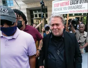  ?? The Associated Press ?? Former White House strategist Steve Bannon departs federal court on Friday in Washington. Bannon, a longtime ally of former President Donald Trump has been convicted of contempt charges for defying a congressio­nal subpoena from the House committee investigat­ing the Jan. 6 insurrecti­on at the U.S. Capitol.