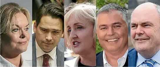  ?? PHOTOS: STUFF ?? Plenty of choice: the contenders for the top job in National - Judith Collins, left, Simon Bridges, Amy Adams, Mark Mitchell and Steven Joyce.