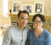  ?? DENIS POROY/AP ?? Derek and Suzi Alkonis pose in front of photos of their son, Lt. Ridge Alkonis, last week in Dana Point, Calif.