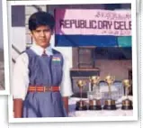  ??  ?? ONE FROM THE ALBUM A young Saina cradles a doll (left); wearing the tricolour proudly on Republic Day during school as a nine-year-old (above)