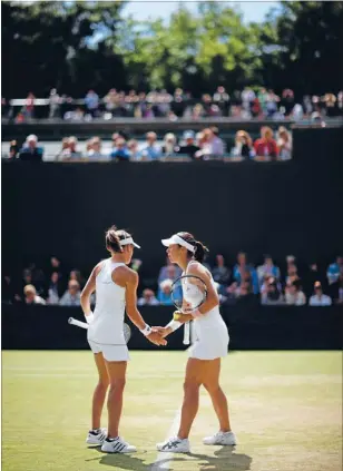  ?? Photo: GETTY IMAGES ?? Two-day defeat: Marina Erakovic and her Thai doubles partner Tamarine Tanasugarn have been eliminated from this year’s Wimbledon tournament.