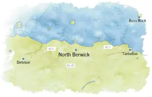  ??  ?? Dirleton A198 North Berwick B1347 A198 › Bass Rock Tantallon