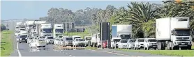  ?? Picture: ESA ALEXANDER ?? GOING NOWHERE: Striking truck drivers blocked off the N1 near Kraaifonte­in in Cape Town over the employment of foreign nationals