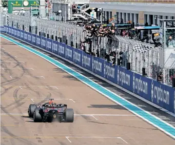  ?? | EPA ?? FLYING Dutchman Max Verstappen of Red Bull claims victory in the Miami Grand Prix earlier this month.