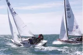  ?? ?? Above: Crackerjac­k (left) and Maedlaine, respective­ly the outstandin­g boats in the Folkboat and IRC classes in the history of the Round the Island Race