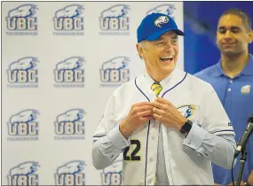  ?? ARLEN REDEKOP/PNG FILES ?? Gilles Lepine was introduced as UBC’s new athletics director Friday at the Doug Mitchell T-Bird Sports Centre.