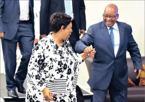  ?? Picture: OUPA MOKOENA ?? SOLUTIONS-DRIVEN: Minister of Basic Education Angie Motshekga and President Jacob Zuma at the Basic Education lekgotla.