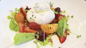  ??  ?? Burrata with berries.