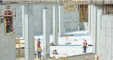  ??  ?? Concrete columns are seen Monday at the Royal Alberta Museum constructi­on site north of city hall.