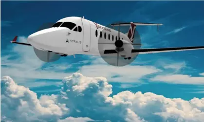  ?? Photograph: Stralis Aircraft ?? A digital image of a retrofitte­d Skytrans Beech B1900D-HE. The Queensland airline is hoping to put Australia's first hydrogen fuelled aircraft into service by 2026.