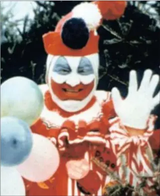  ??  ?? John Wayne Gacy, who performed as Pogo the Clown and killed 33 young men and teenage boys in the US in the 1970s.