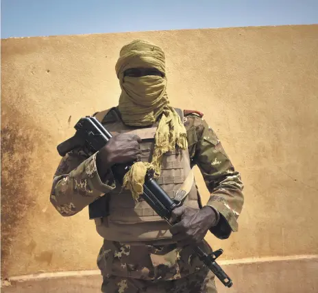  ?? AFP ?? A soldier stands guard in Mali, where more than 15,000 UN peacekeepe­rs were sent to help tackle the spread of extremism