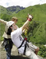  ?? COURTESY NEVAN RYAN ?? Nevan Ryan ziplining in Peru.