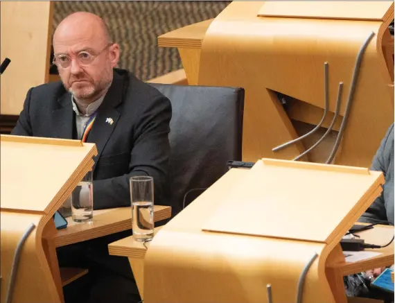  ?? Picture: Lesley Martin/PA Wire ?? Scottish Green Party coleaders Lorna Slater and Patrick Harvie at the Scottish Parliament in Holyrood, Edinburgh