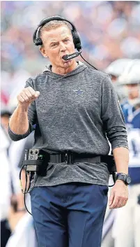  ?? STEVEN RYAN GETTY IMAGES ?? Coach Jason Garrett’s Dallas Cowboys are 6-5 on the season heading into Thursday’s game against the 8-3 Buffalo Bills.