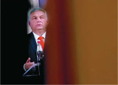  ?? EFE ?? El primer ministro húngaro, Viktor Orban, durante una visita esta semana a Belgrado, Serbia