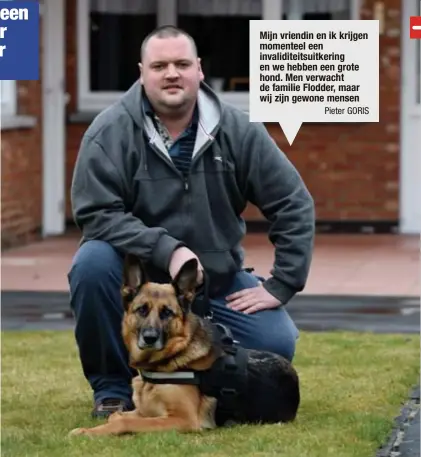  ?? FOTO SERGE MINTEN ?? Pieter Goris uit Sint-Truiden vindt geen huurwoning waar hij welkom is met zijn Duitse herder Lana.