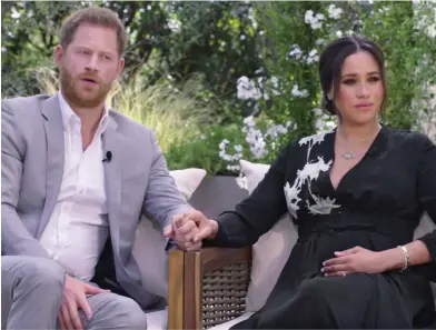  ??  ?? Controvers­ial: Harry and Meghan’s Oprah interview